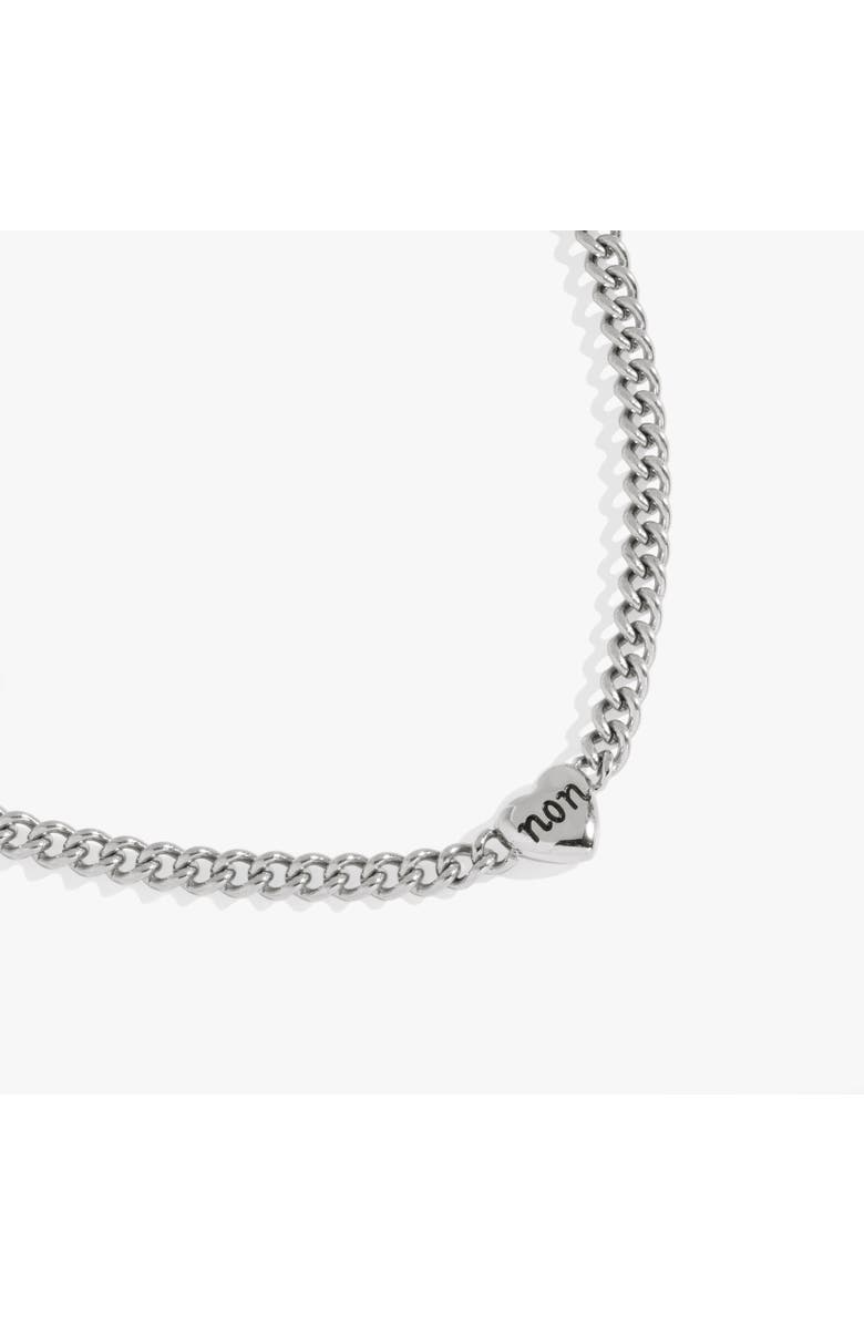 Alex and Ani Oui Non Heart Inline Necklace, Alternate, color, Silver