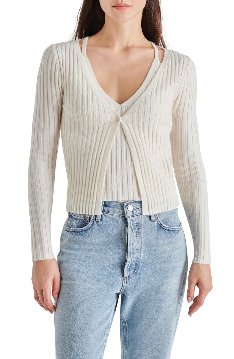 Steve Madden Ribbed Cardigan, Main, color,