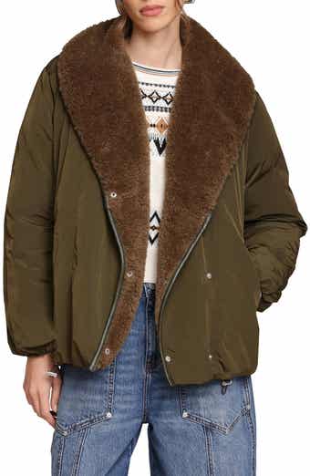 Avec Les Filles Faux Fur Shawl Collar Padded Balloon Jacket