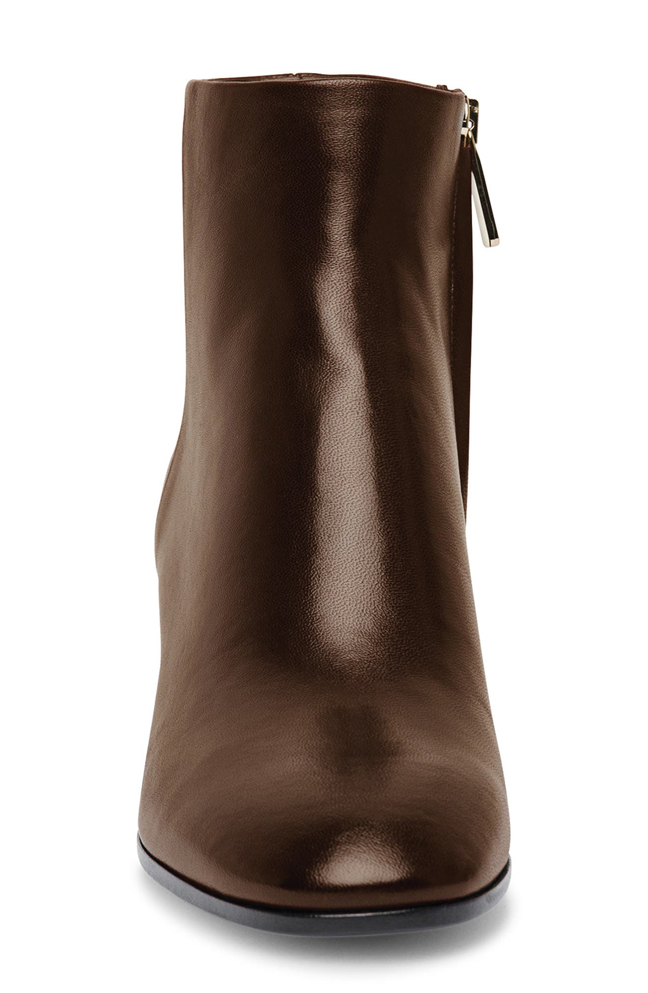 Women's leather mid-heel ankle boot, Alternate, color, DARK BROWN-T50