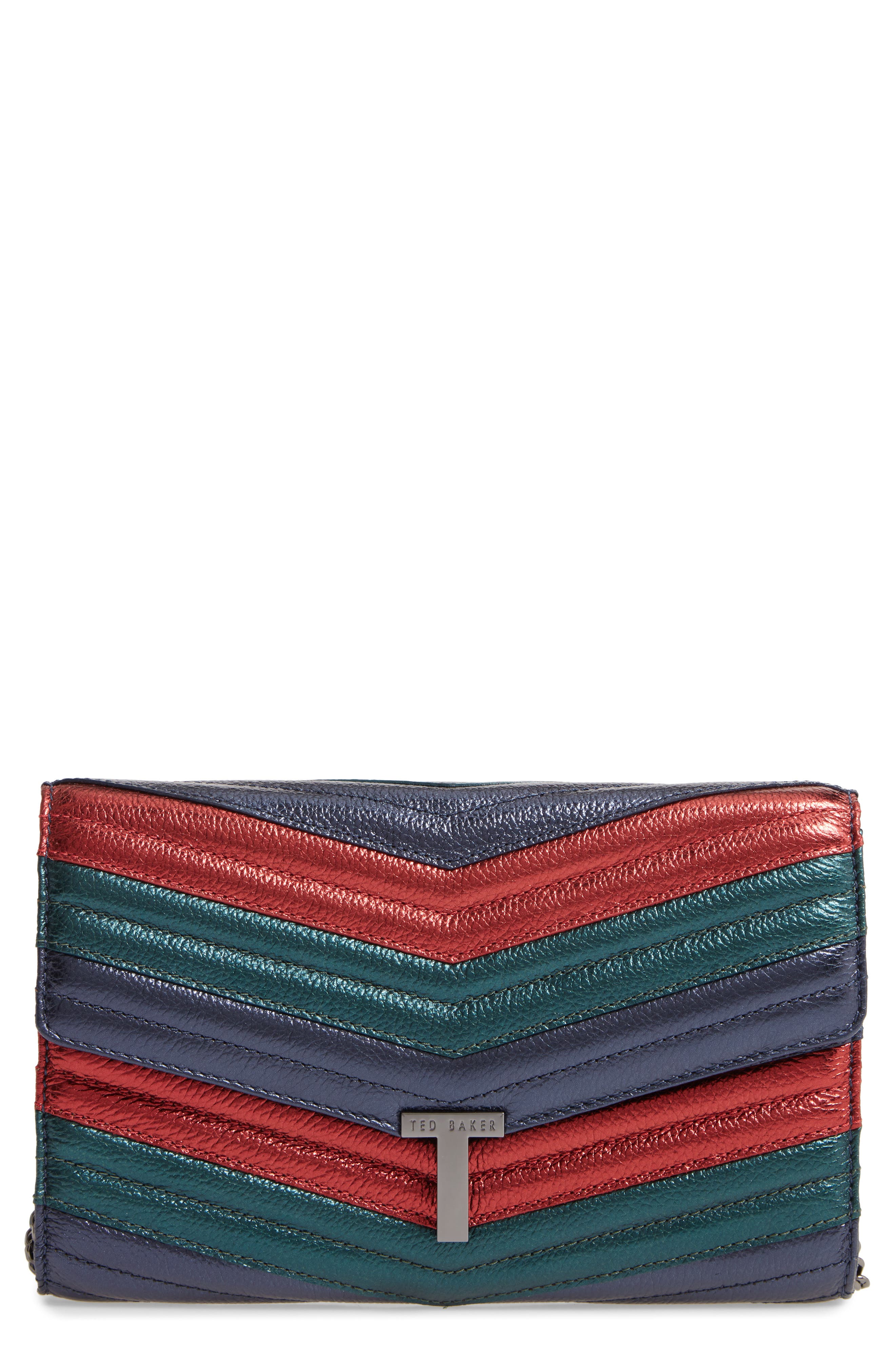 Ted Baker London Jasicca Quilted Chevron Leather Clutch, Main, color, 