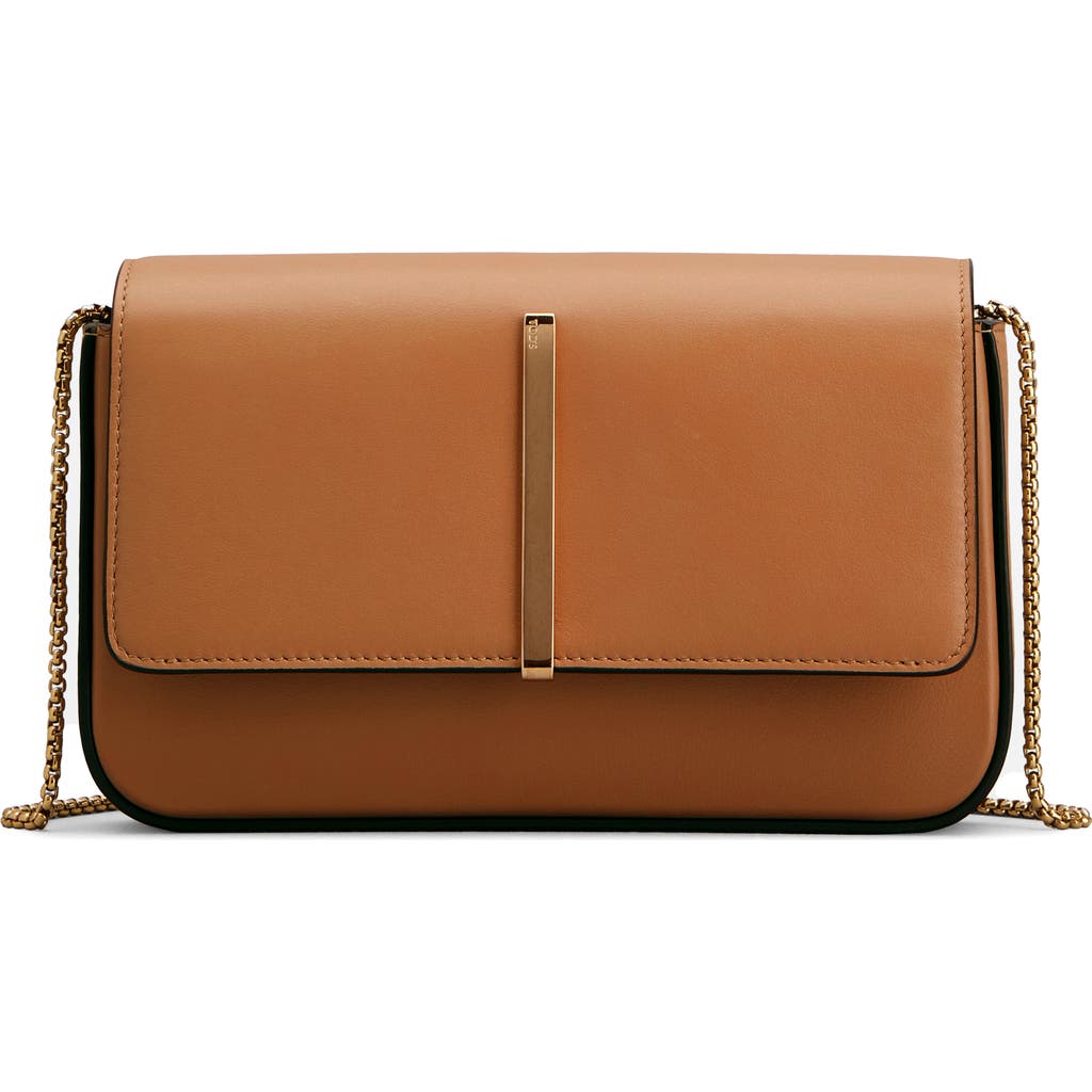 Tod's Mini Leather Flap Bag In Kenia Scuro
