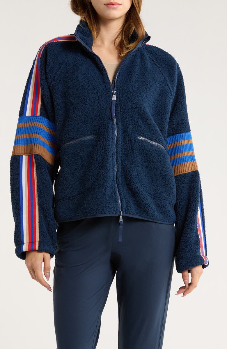 Free People Mountain High Fleece Jacket, Alternate, color, Midnight Navy Combo