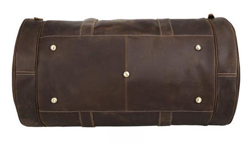 Steel Horse Leather The Wainwright Weekender | Round Vintage Leather Weekender In Dark Brown