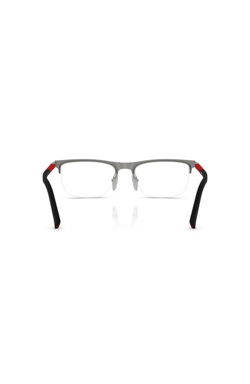 Prada Linea Rossa 55mm Rectangle Optical Glasses In Metallic