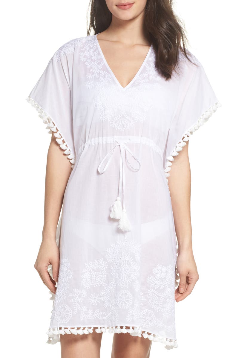 Tory Burch Embroidered Cover-Up Caftan, Main, color, 