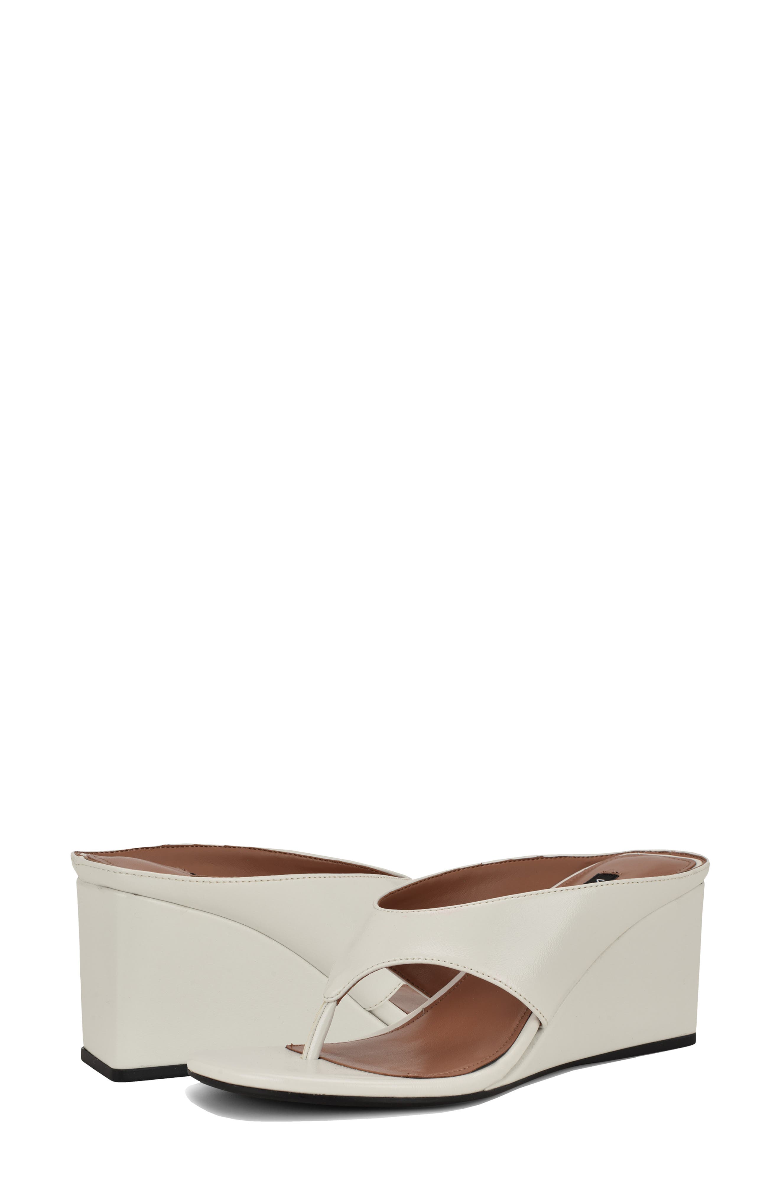 Nine West Jadde Wedge Flip Flop, Alternate, color, White
