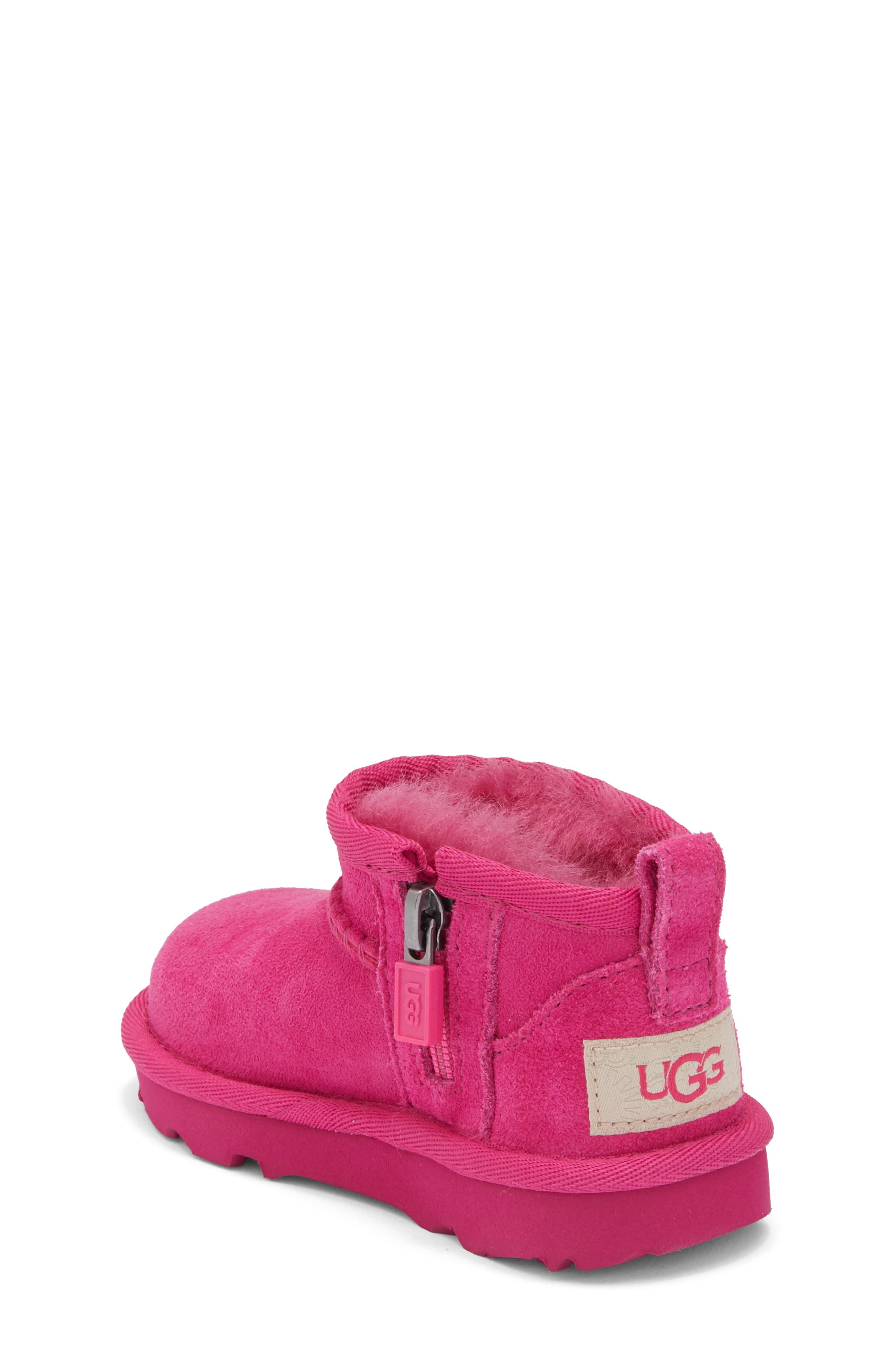 UGG<sup>®</sup> Kids' Classic Ultra Mini Water Resistant Boot, Alternate, color, Dark Peony