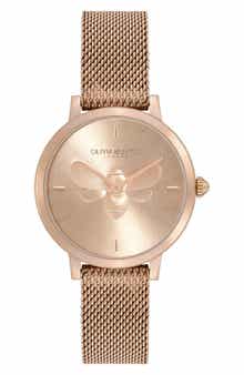 Signature Bees Mesh Strap Watch, 28mm