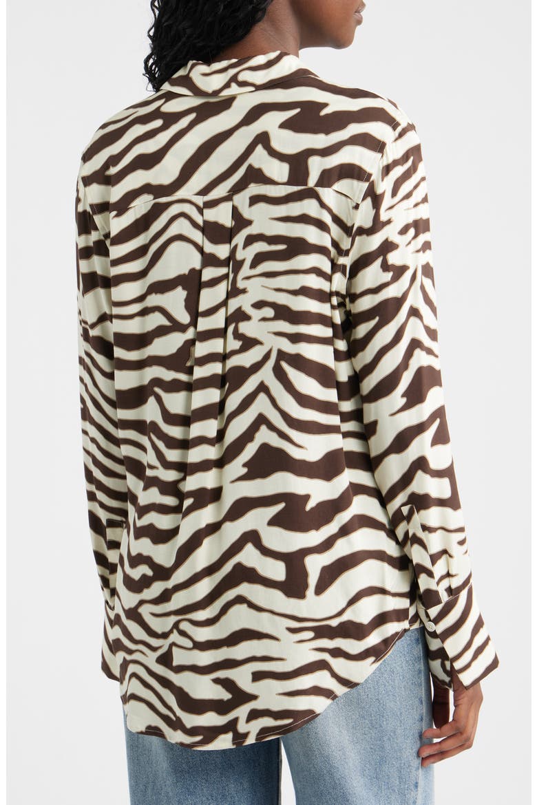 Saige Zebra Stripe Button-Up Shirt, Alternate, color, ESPRESSO ZEBRA