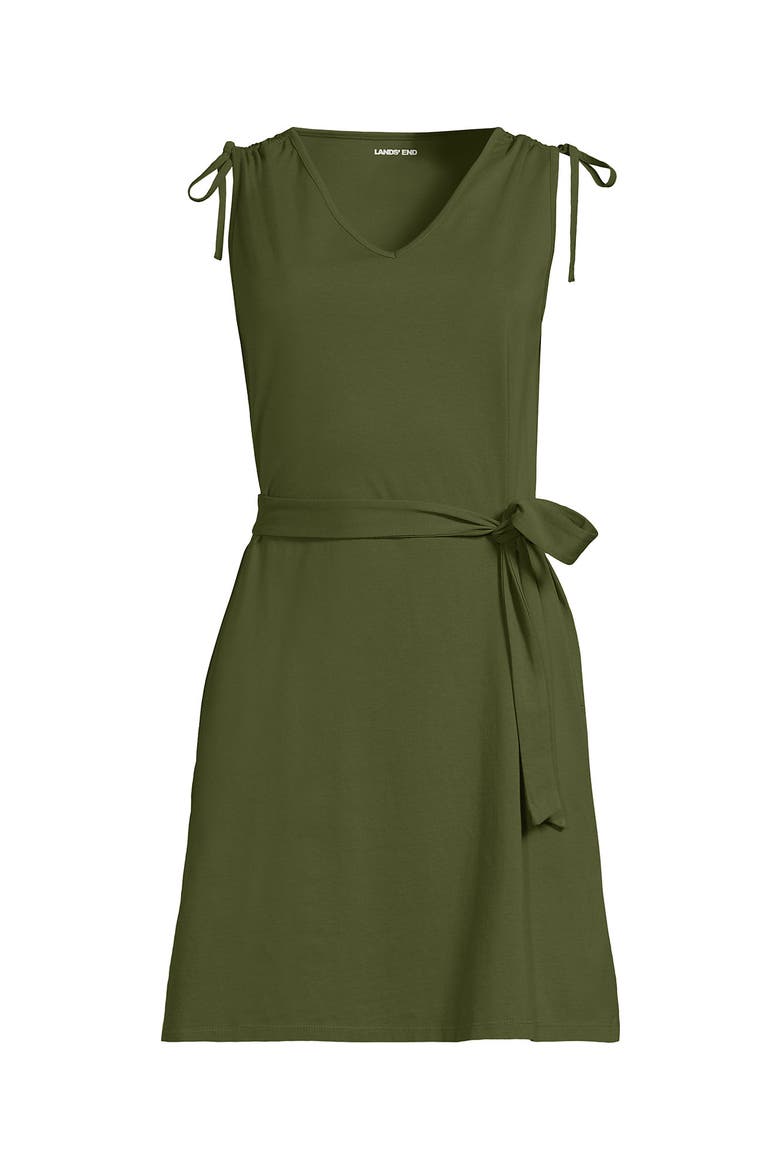 Cotton Jersey Shoulder Tie Belted Mini Dress, Alternate, color, Artichoke