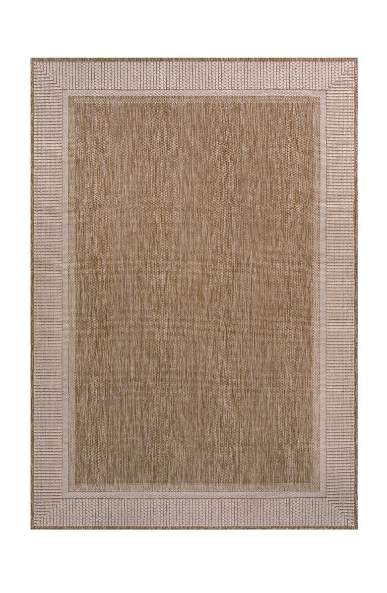 JONATHAN Y Hali Coastal Casual Wide Stripe Border Indoor/Outdoor Area Rug, Main, color, Beige/Cream