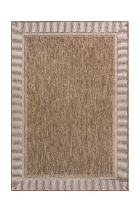 Hali Coastal Casual Wide Stripe Border Indoor/Outdoor Area Rug