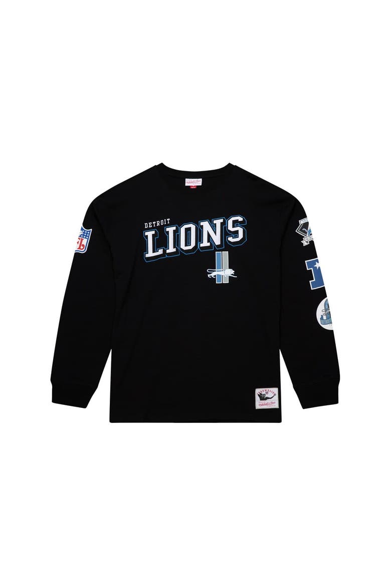 Men's Mitchell & Ness  Black Detroit Lions Training Camp Vintage Logos Long Sleeve T-Shirt, Alternate, color, Black