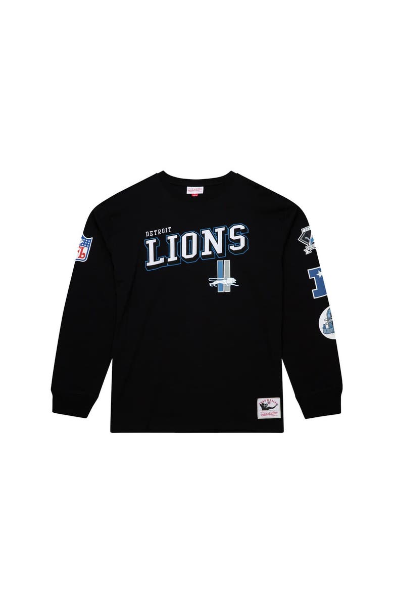 Mitchell & Ness Men's Mitchell & Ness  Black Detroit Lions Training Camp Vintage Logos Long Sleeve T-Shirt, Alternate, color, Black
