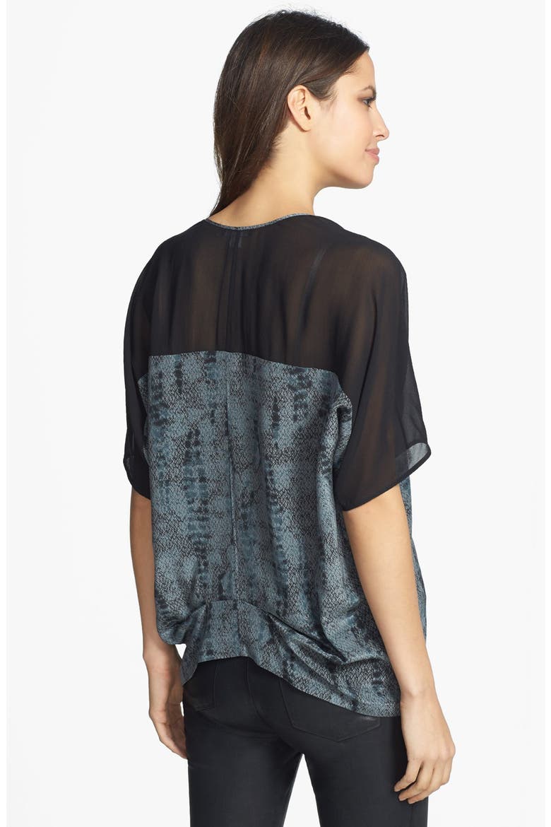 V-Neck Slouchy Silk Top, Alternate, color, CHARCOAL
