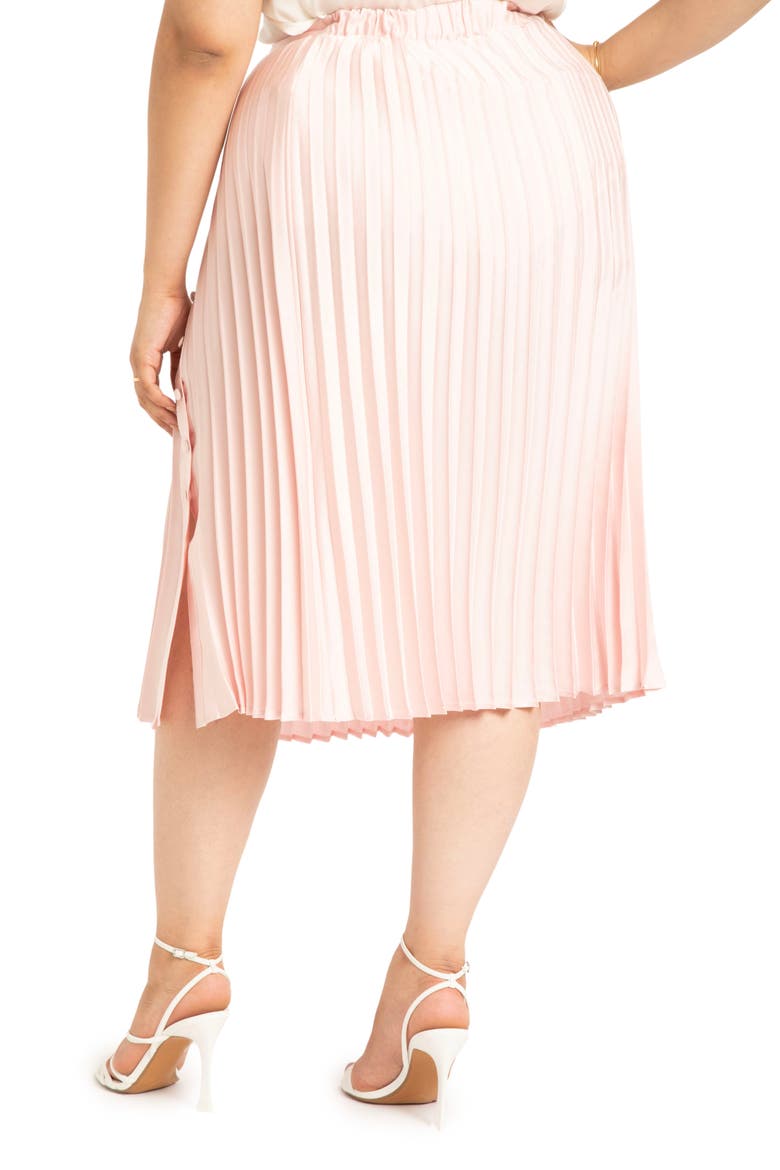Pleated Button Front Midi Skirt, Alternate, color, VEILED PINK