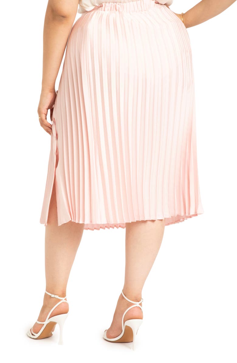 ELOQUII Pleated Button Front Midi Skirt, Alternate, color,