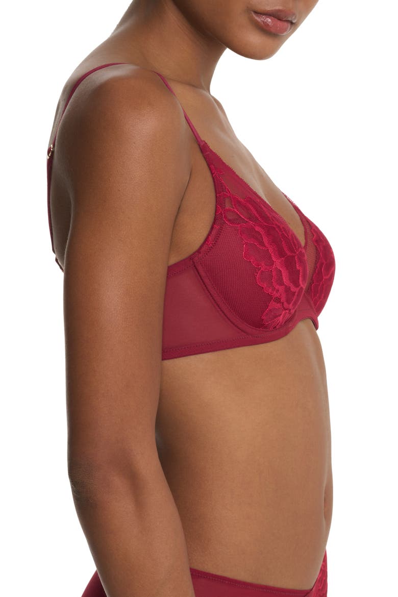Flora Underwire Contour Bra, Alternate, color, DARK RED/ BONFIRE