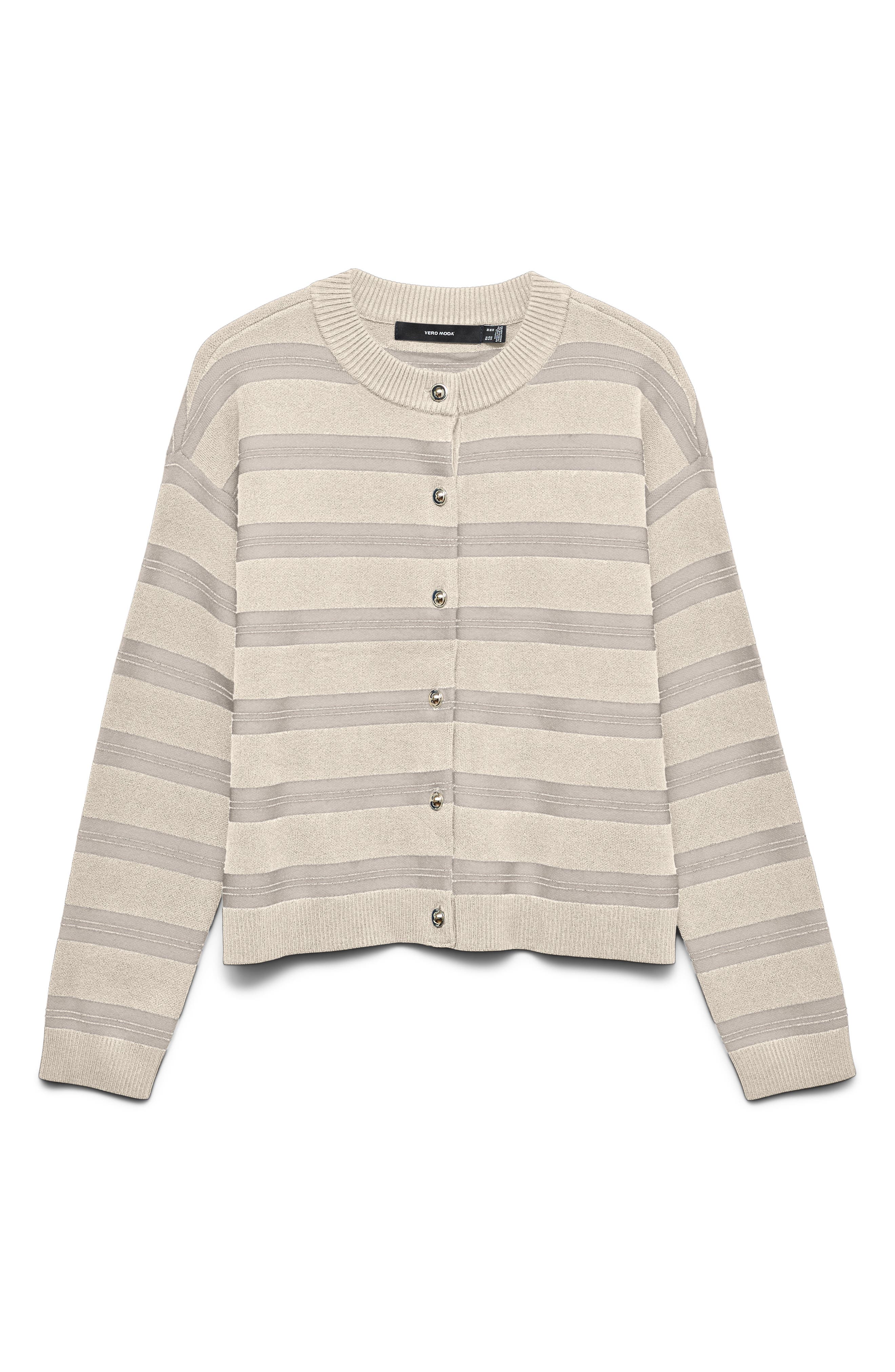 VERO MODA Stripe Button Front Crop Cardigan