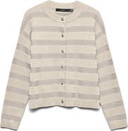 VERO MODA Stripe Button Front Crop Cardigan