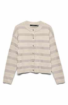 VERO MODA Stripe Button Front Crop Cardigan