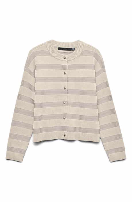 VERO MODA Stripe Button Front Crop Cardigan