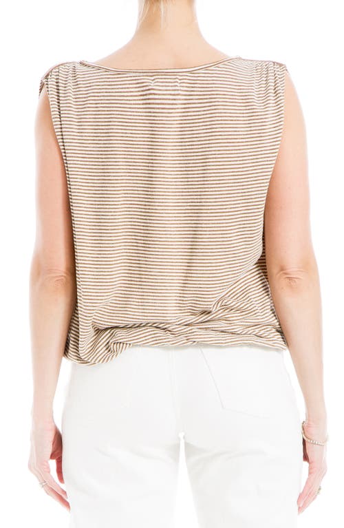Max Studio Stripe Cinched Shoulder Tank Top In Gold
