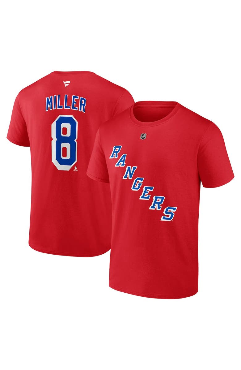 FANATICS Men's Fanatics J.T. Miller Red New York Rangers Authentic Stack Name & Number T-Shirt, Alternate, color, 