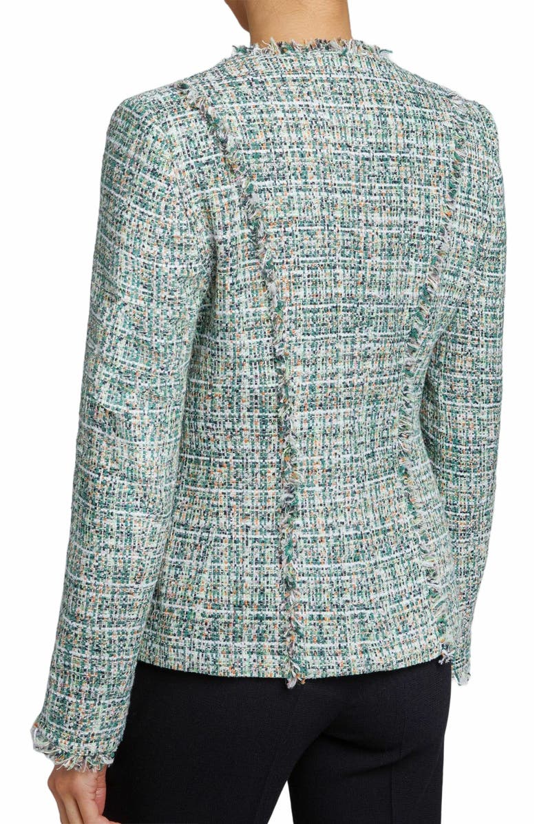 Santorelli GEORGIA Jacket in Luxury Tweed with Fringe Detail, Alternate, color, 