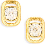 Oscar de la Renta Rectangle Crystal Stud Earrings