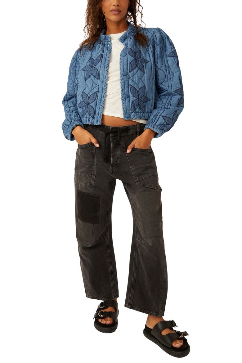 Quinn Quilted Cotton Denim Jacket, Alternate, color, INDIGO COMBO