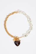 Bimba y Lola Chain Necklace with Pearl and Resin Heart