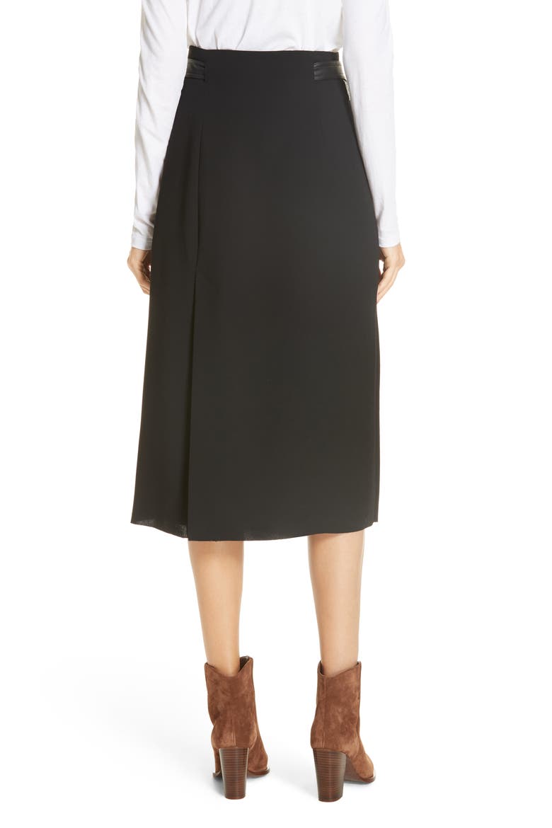 Belted Wrap Skirt, Alternate, color, BLACK