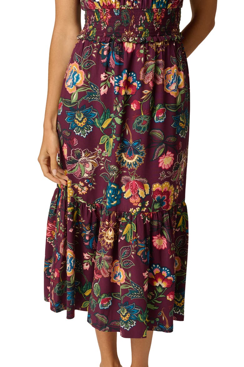 Print Midi Dress, Alternate, color, BURGUNDY MULTI