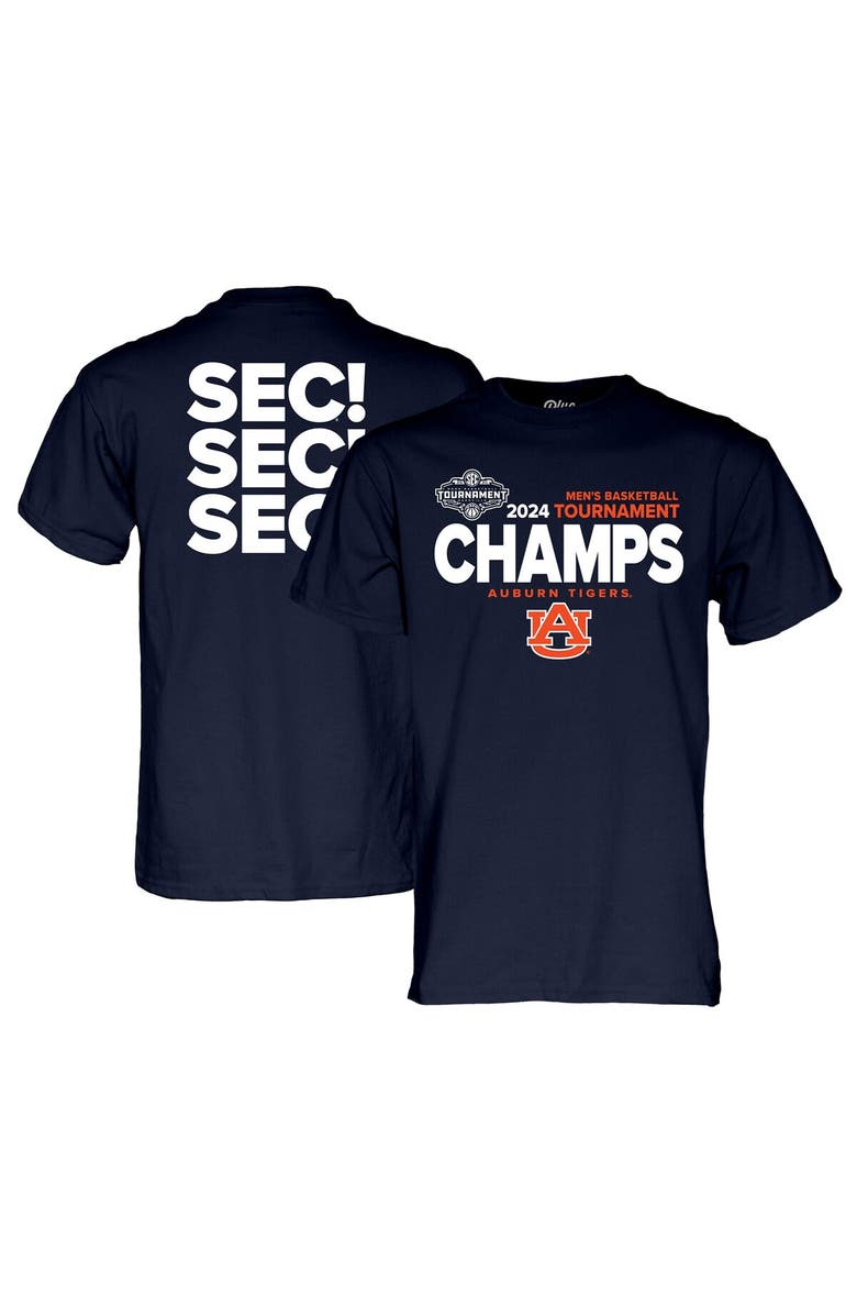 BLUE 84 Men's Blue 84 Navy Auburn Tigers 2024 SEC Men's Basketball Conference Tournament Champions Locker Room T-Shirt, Main, color,