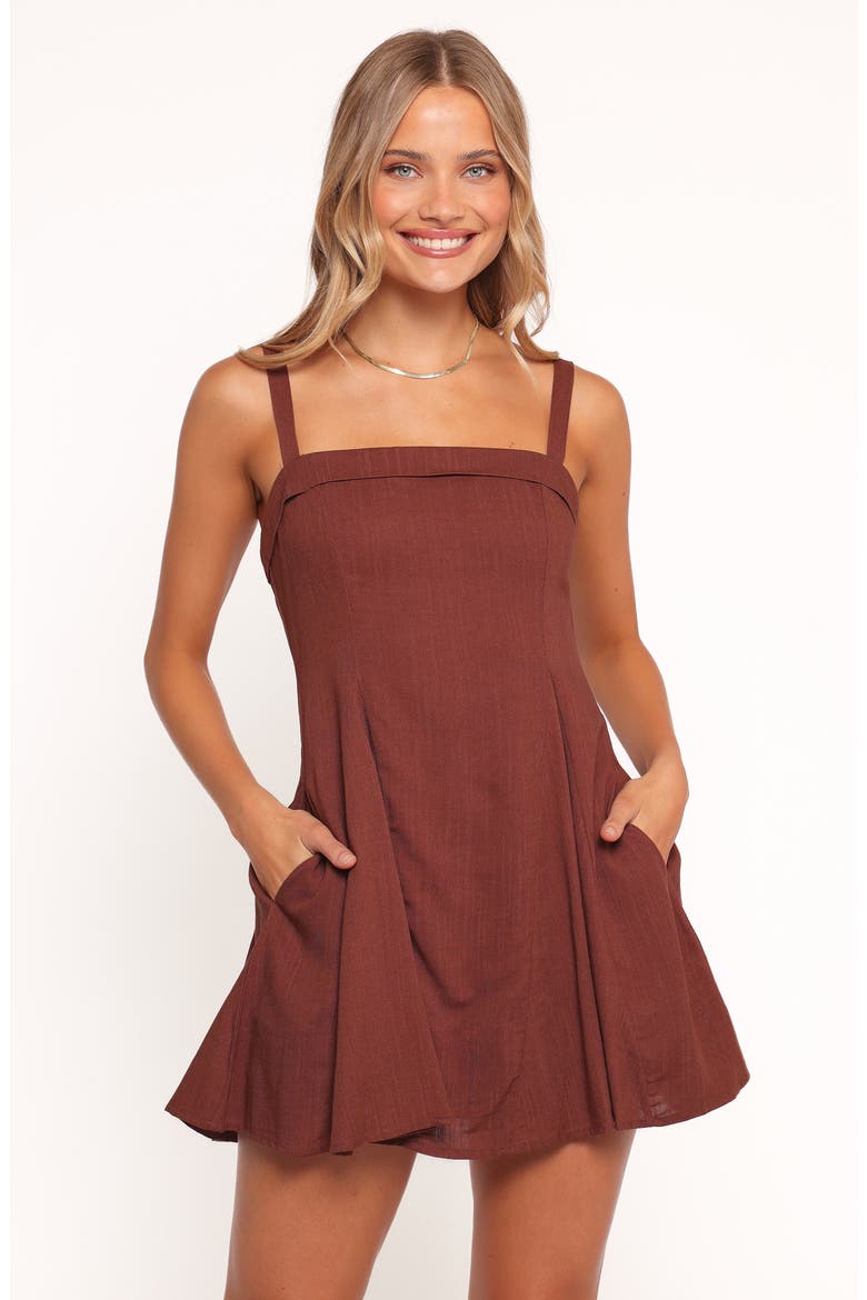 Caitlin Fit & Flare Minidress, Alternate, color, COGNAC