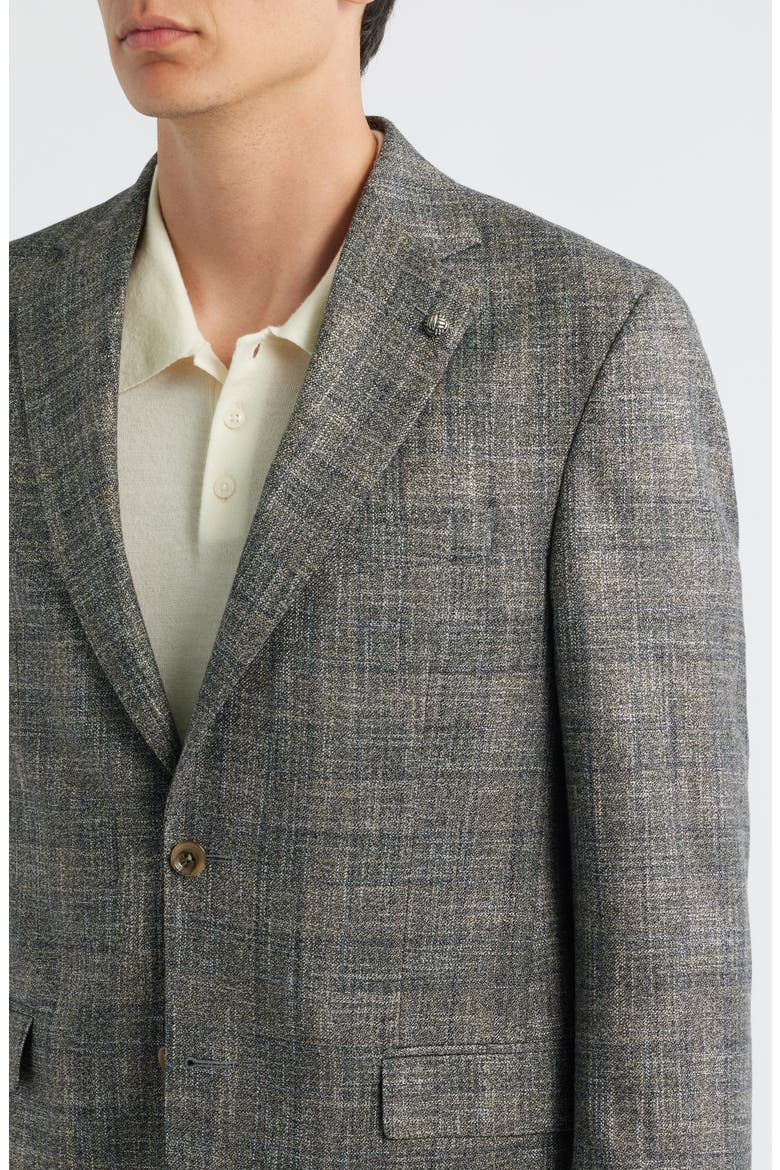 Midland Contemporary Fit Marled Plaid Wool Blend Sport Coat, Alternate, color, GREY