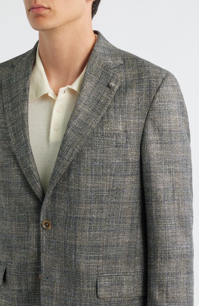 Jack Victor Midland Contemporary Fit Marled Plaid Wool Blend Sport Coat, Alternate, color, Grey
