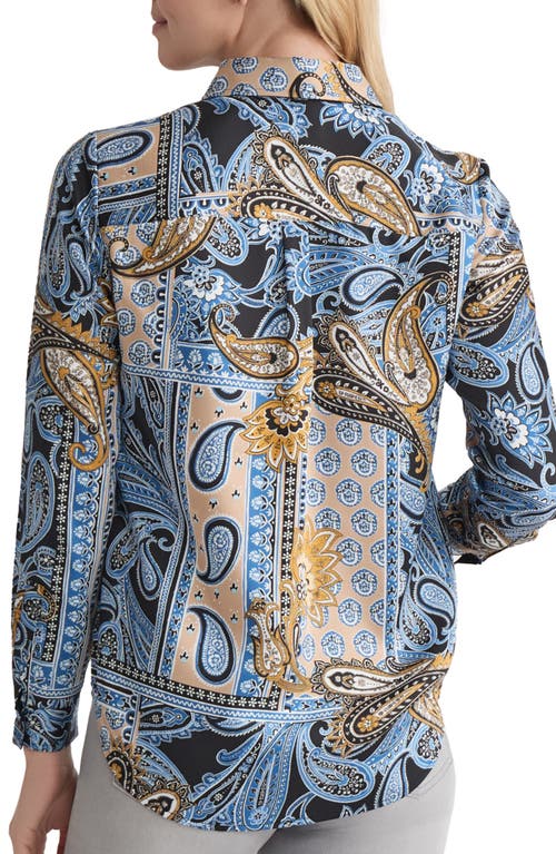 Jones New York Mixed Paisley Button-up Shirt In Blue