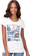 G-III 4HER BY CARL BANKS Women's G-III 4Her by Carl Banks White Los Angeles Dodgers Endzone Collage T-Shirt