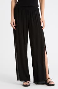 Elan Side Slit Wide Leg Cover-Up Pants