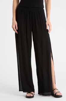 Elan Side Slit Wide Leg Cover-Up Pants