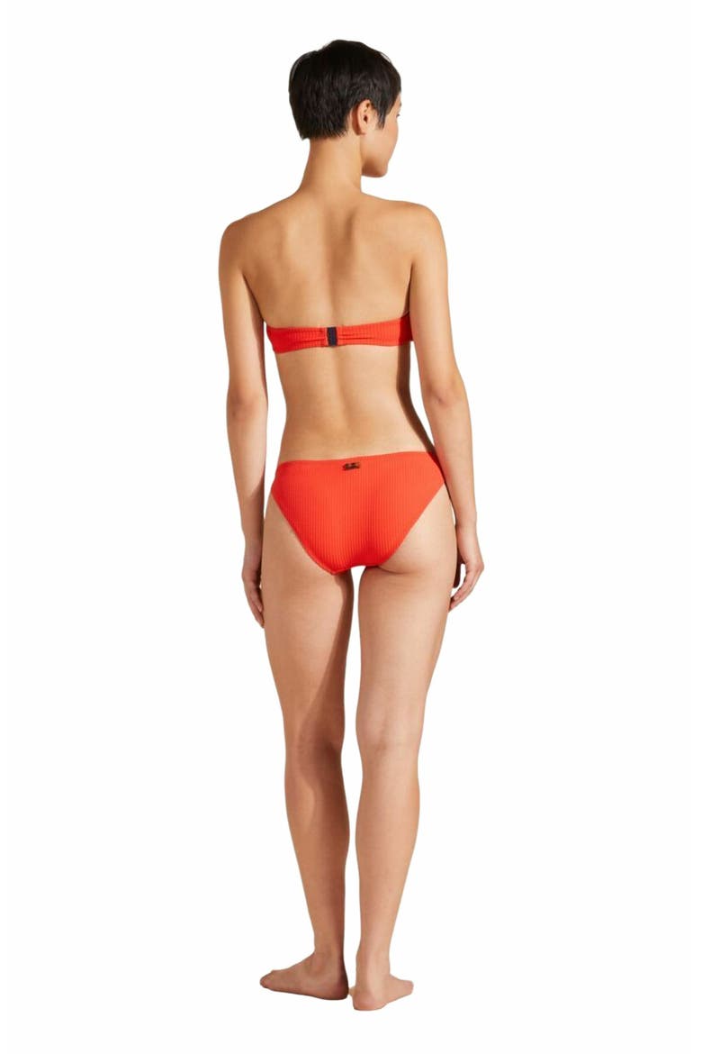 Women's Jacquard Vichy Bikini Bottom, Alternate, color, COQUELICOT