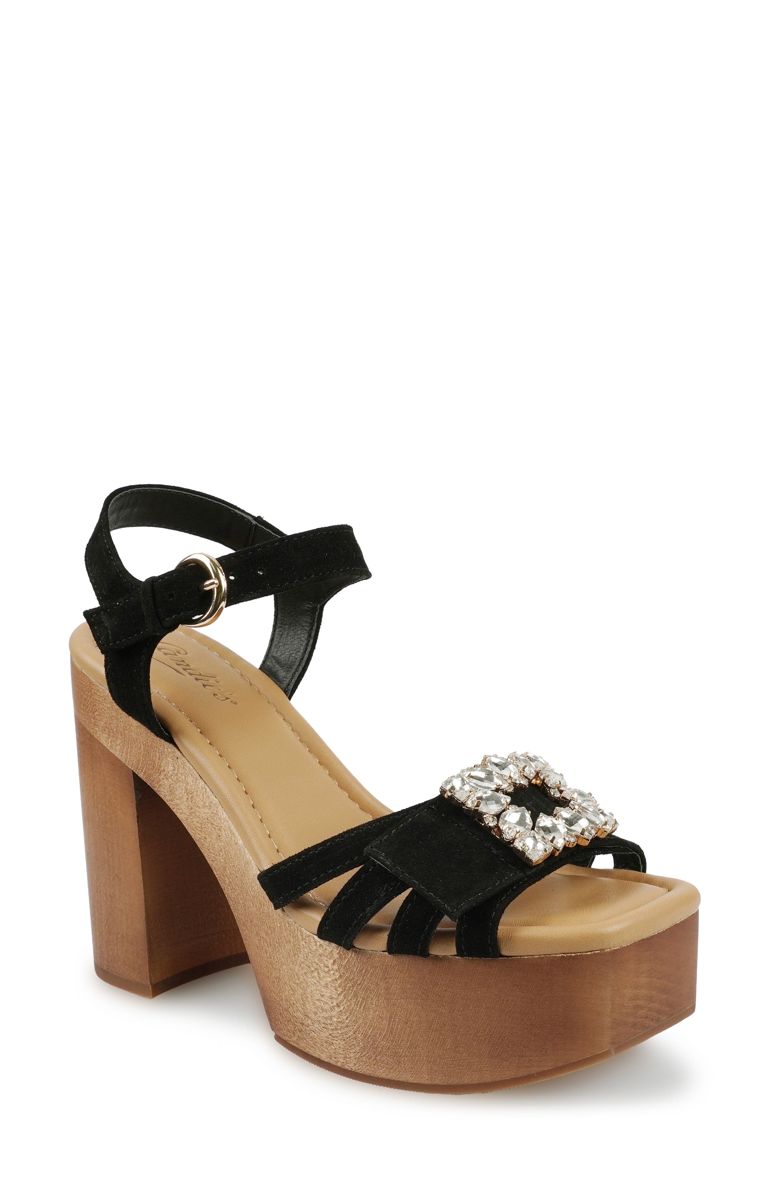 Candie's Mckenley Platform Slide Sandal, Main, color, Black Suede