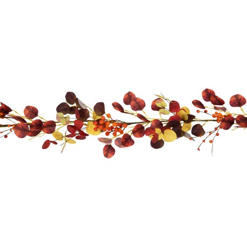 Northlight 5' X 8" Berries And Leaves Artificial Fall Harvest Garland, Unlit In Red