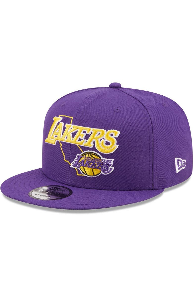 New Era Men's New Era Purple Los Angeles Lakers Team State 9FIFTY Snapback Hat, Main, color, 