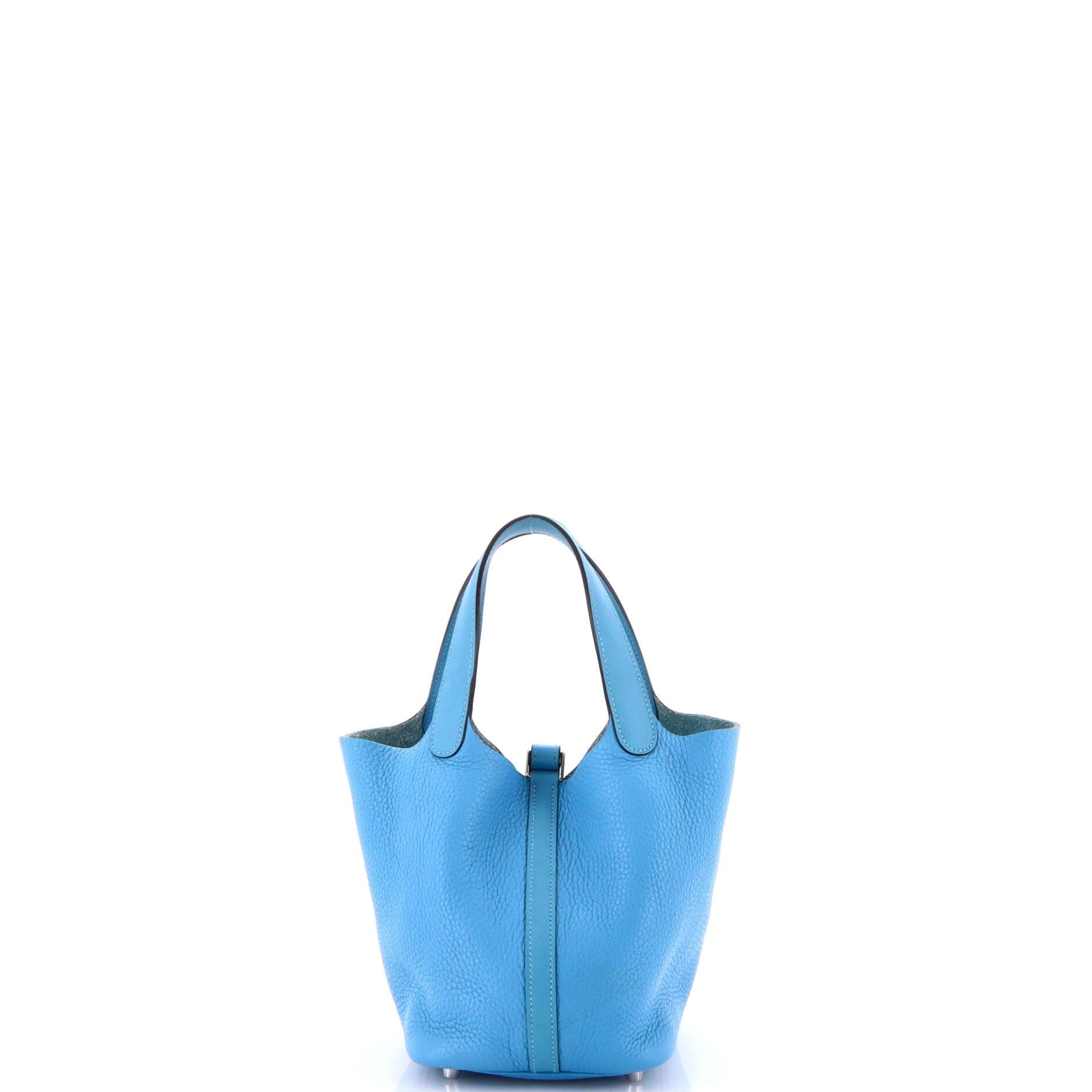 Pre-Owned Hermes Picotin Lock Bag Clemence PM, Alternate, color, Bleu Paradis