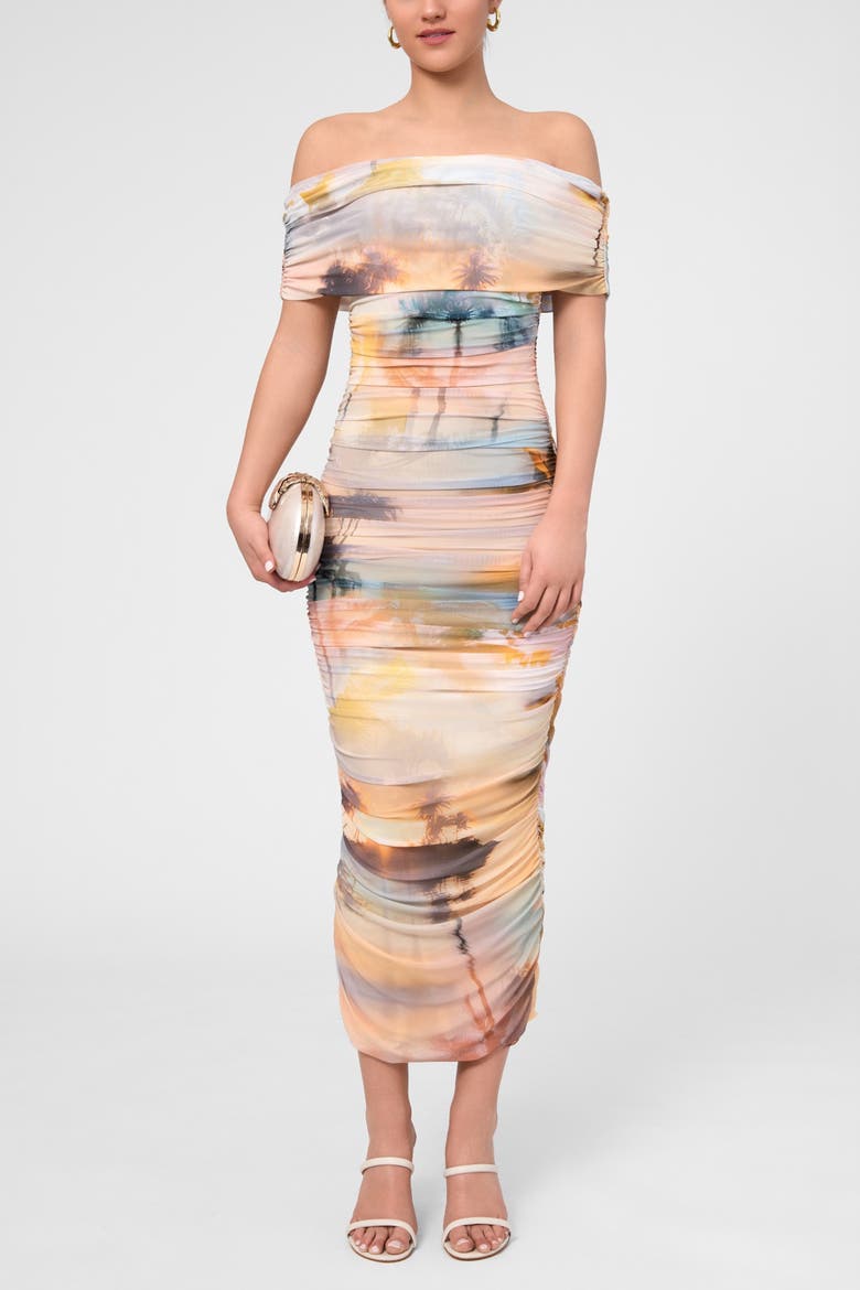 Aubree Off-the-Shoulder Maxi Dress, Main, color, Light Pastel Orange