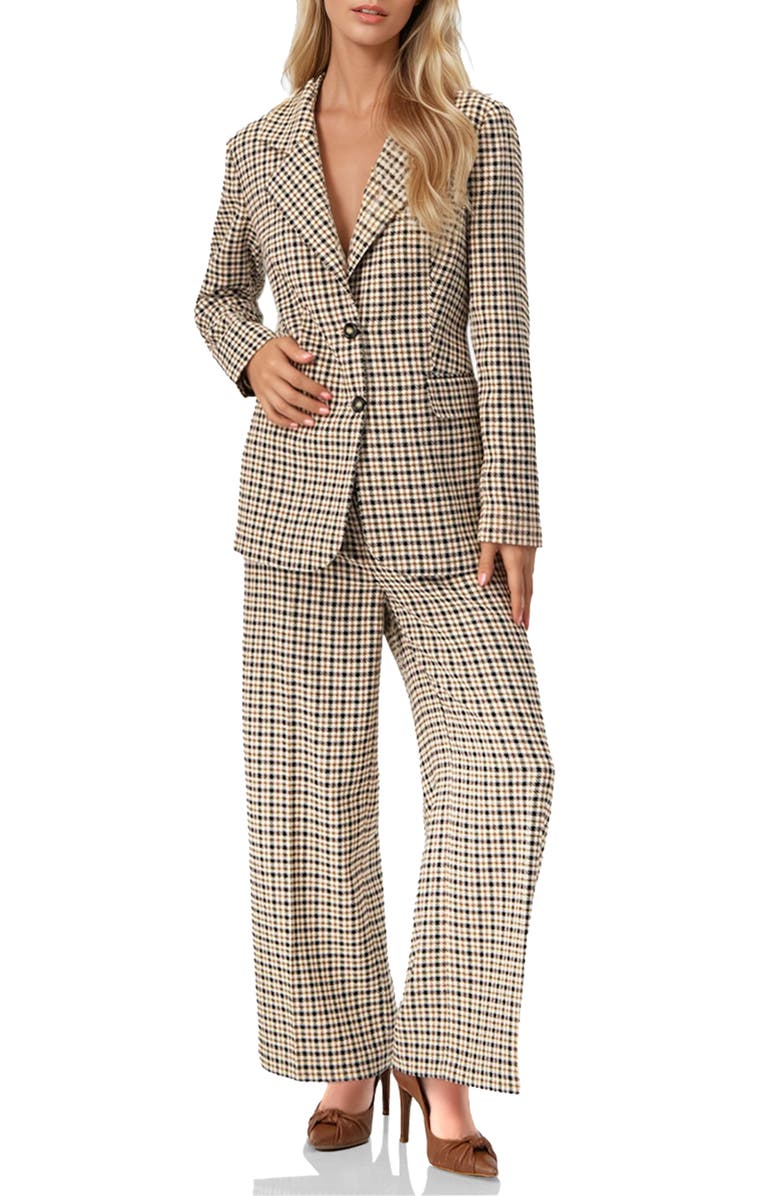 IVONNE Checked Two Button Blazer, Alternate, color, Beige